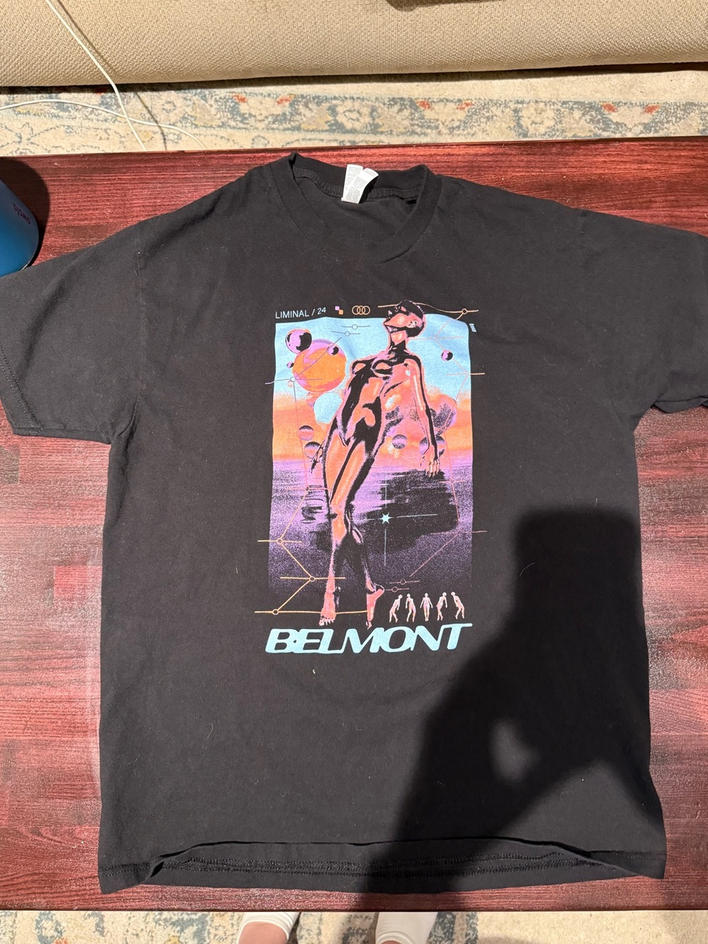 American Apparel Black BELMONT BAND Tee with Vibrant Neon Graphic
